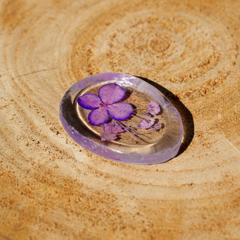 Worry Stone Fleurs séchées - violet