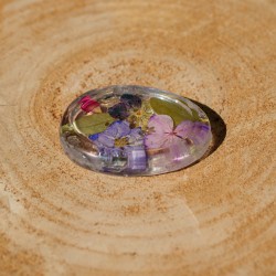 Worry Stone Fleurs séchées - rose et violet