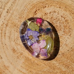 Worry Stone Fleurs séchées - rose et violet