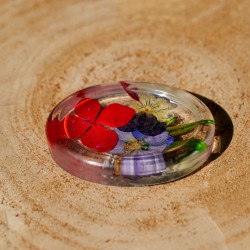 Worry Stone Fleurs séchées - rouge et violet
